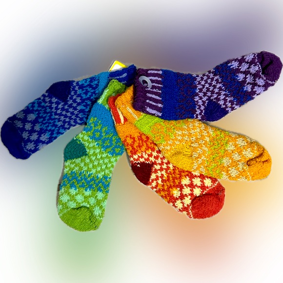 SOLEMATE SOCKTINI’S MISMATCHED BABY SOCKS 12-24 MONTHS ORANGE GREEN PURPLE BLUE - Picture 2 of 3